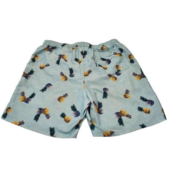 Old Navy Men's Large Swim Trunks Elastic Waist Light Blue Gold & Blue Pineapples - Picture 5 of 16